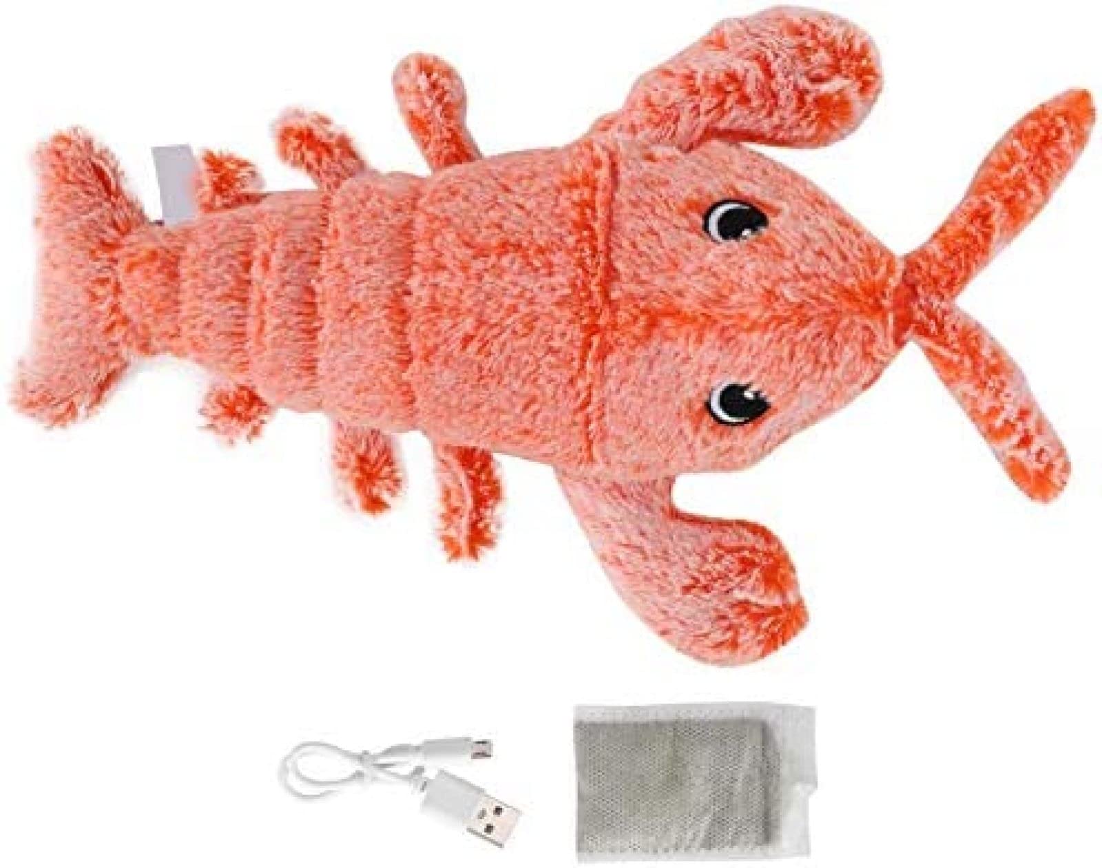 Langosta eléctrica de gambas,Juguetes eléctricos para Masticar para Mascotas,Juguete Interactivo Recargable por USB para Mascotas con simulación de Forma