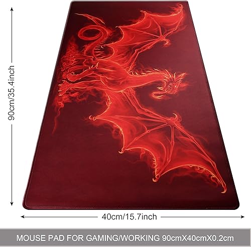 Miniatura 9 de Alfombrilla de mouse grande para juegos con bordes cosidos, 35.4 x 15.7 pulgadas alfombrilla de mouse extendida con base de goma natural
