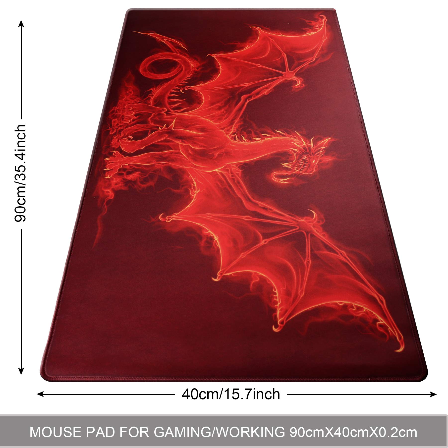 Redragonuk Rozszerzona podkładka pod mysz do gier, 900 x 400 mm, zszyte krawędzie 2 mm, antypoślizgowa gumowa podstawa, duża podkładka na biurko do gier, biura/biznesu (90 x 40 cm)