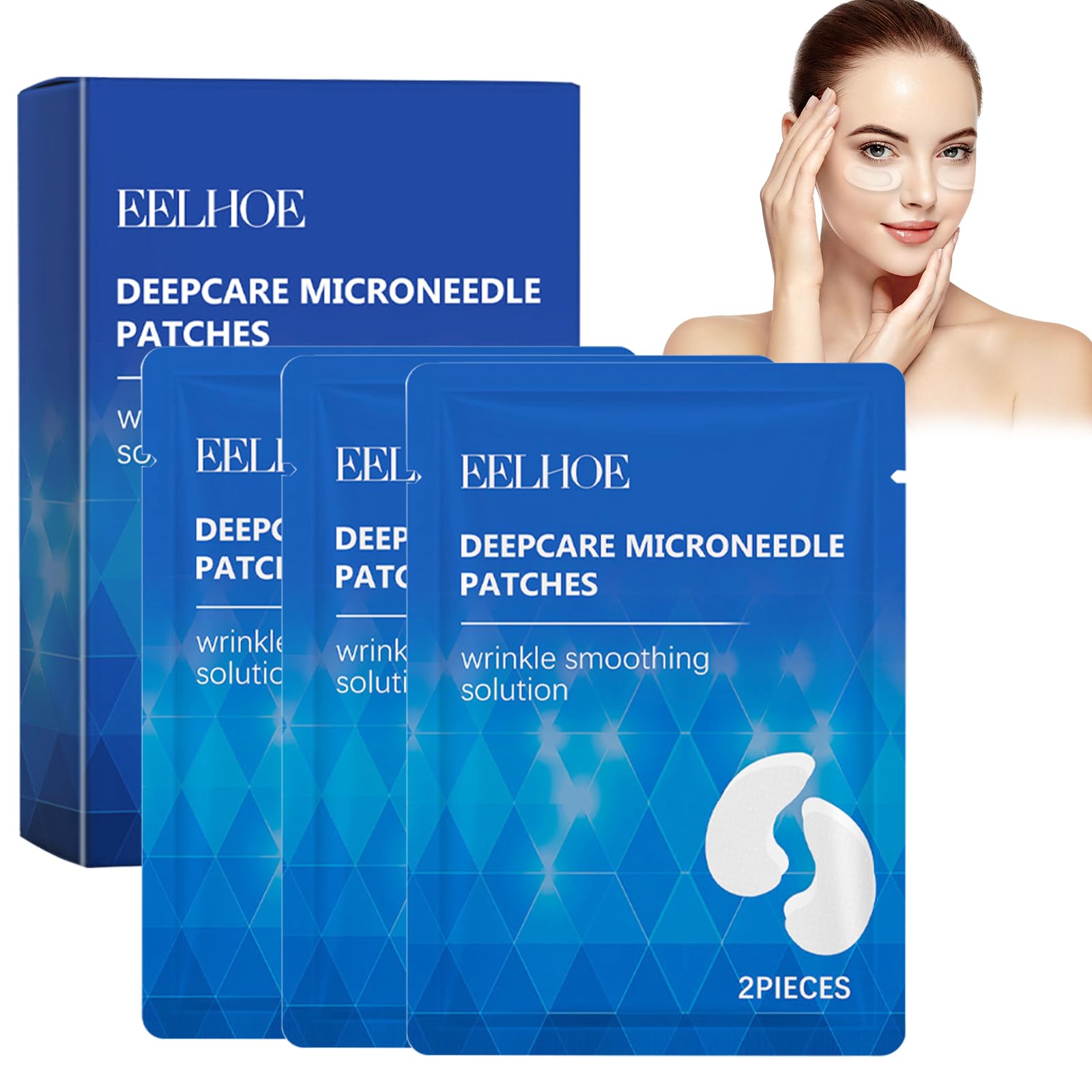 Rliolouo Malora Microglow Eye Patches, Baani Hyaluronic Patches for Under Eyes, Elegear Women Face Microglow Mask Set for Eye Hydration & Soothing