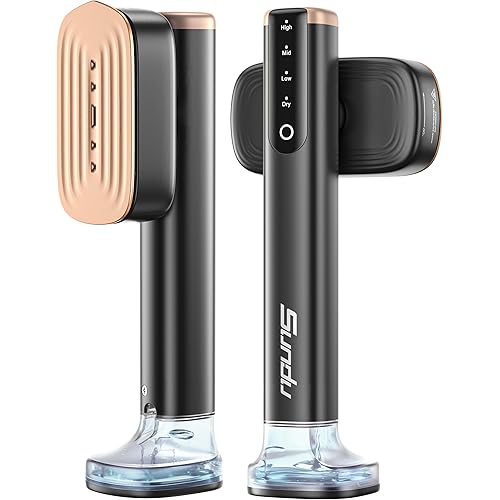 Steamer for Clothes Portable Handheld Garment Steamer,15s Fast Heat-up,180ml Tank,Steamer Ironing Gloves,35 Minutes of Continuous Ironing for Travel and Home(Black Gold)