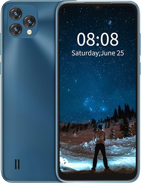 OSCAL Mobile Phones, C60 Android Smartphone, 4GB(up to 7GB) RAM+32GB/TF 1TB, 13MP+5MP Cameras, 4780mAh, 4G Sim Free Unlocked, 6.528 inch HD+ IPS Screen, Dual Nano Sim, Face Unlock - Blue