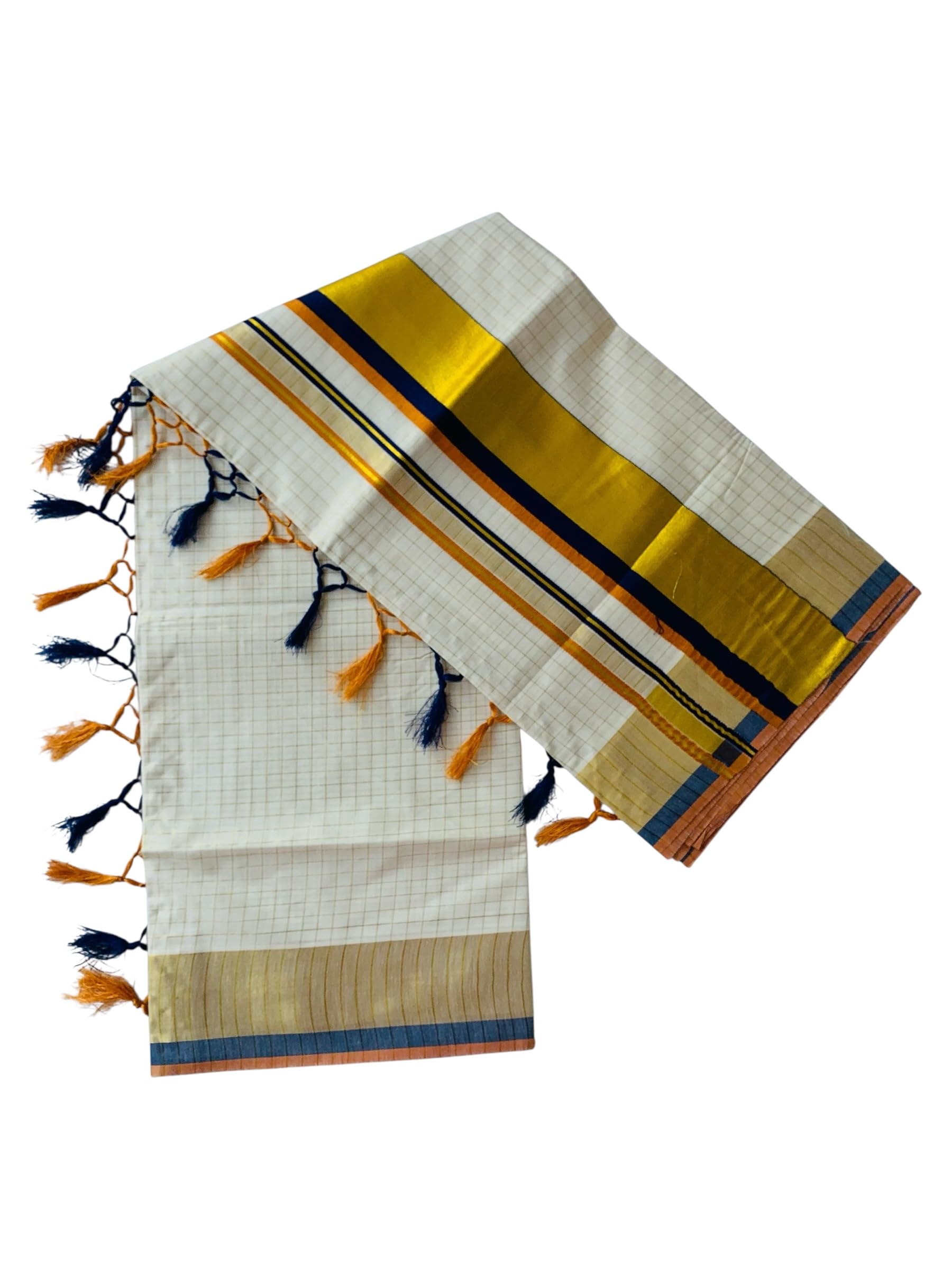 Women's Kuthampully Kerala Kasavu Saree Cotton striped zari with Kunjam | Kerala Cotton Kasavu saree onam latest collections | Stripe Kasavu Saree - KTM-535-picture-26