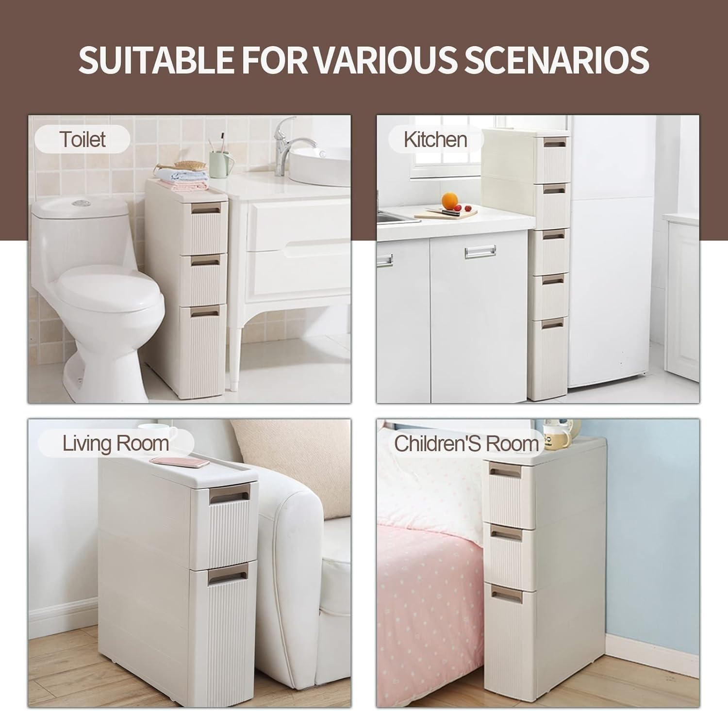 White Small Bathroom Storage Cabinet with 5 Tier Plastic for Space Corner(5 Tier)