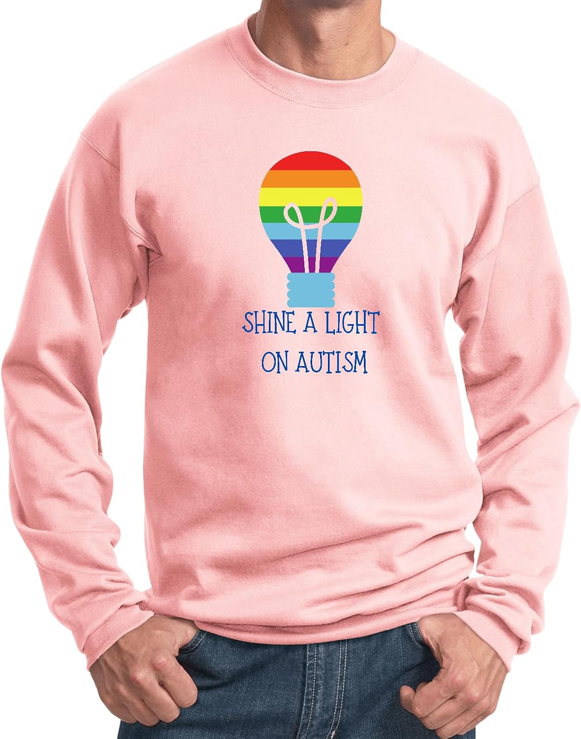 Buy Cool Shirts Autism Awareness Sweatshirt Shine a Light on Autism Rainbow Lightbulb Graphic Support Pullover