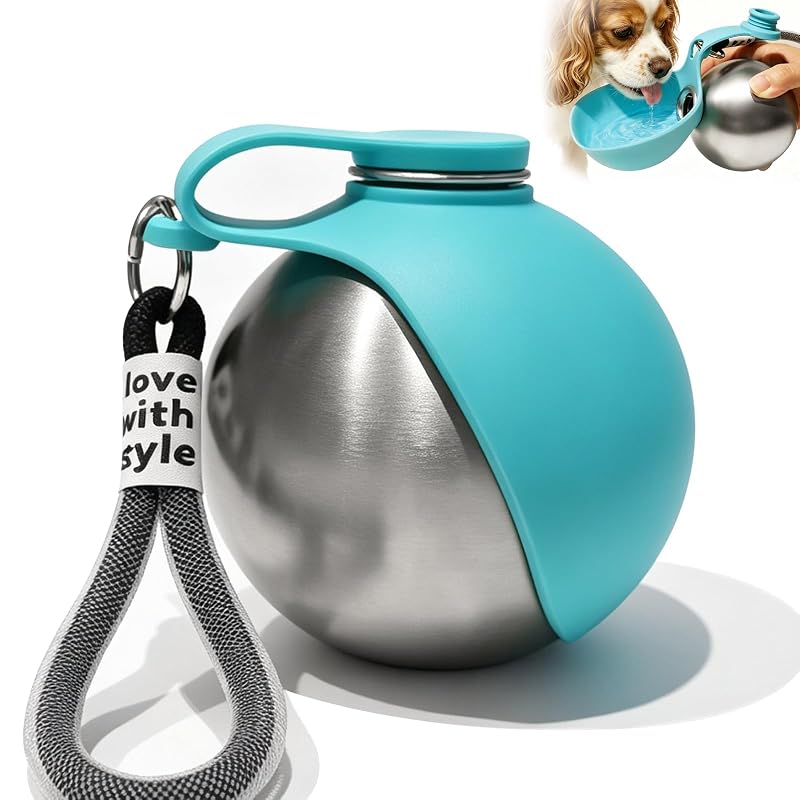 Garrafa de Água Portátil para Cães com Tigela em Aço Inoxidável YONISOLE 300 mL