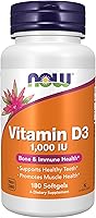 Vista 1 de Now Supplements, Vitamina D-3 1000 UI, Alta Potencia, Apoyo Estructural*, 180 Cápsulas Blandas