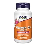 NOW Supplements, Vitamin D-3 1,000 IU, High Potency, Structural support*, 180 Softgels 180 Count (Pack of 1)