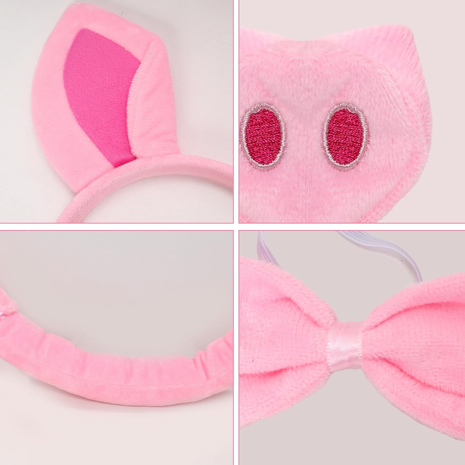 Halloween Pig Costume Set Pig Tutu Skirt Ears Headband Nose Tail Bow Tie Costumes Animal Fancy Costume for Halloween Christmas Birthday Party Cosplay - Image 5