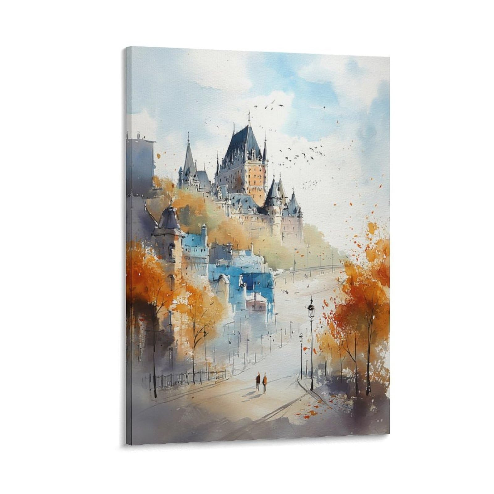 Quebec City 20x30inch(50x75cm) Vintage Travel Poster Watercolor Canvas Art