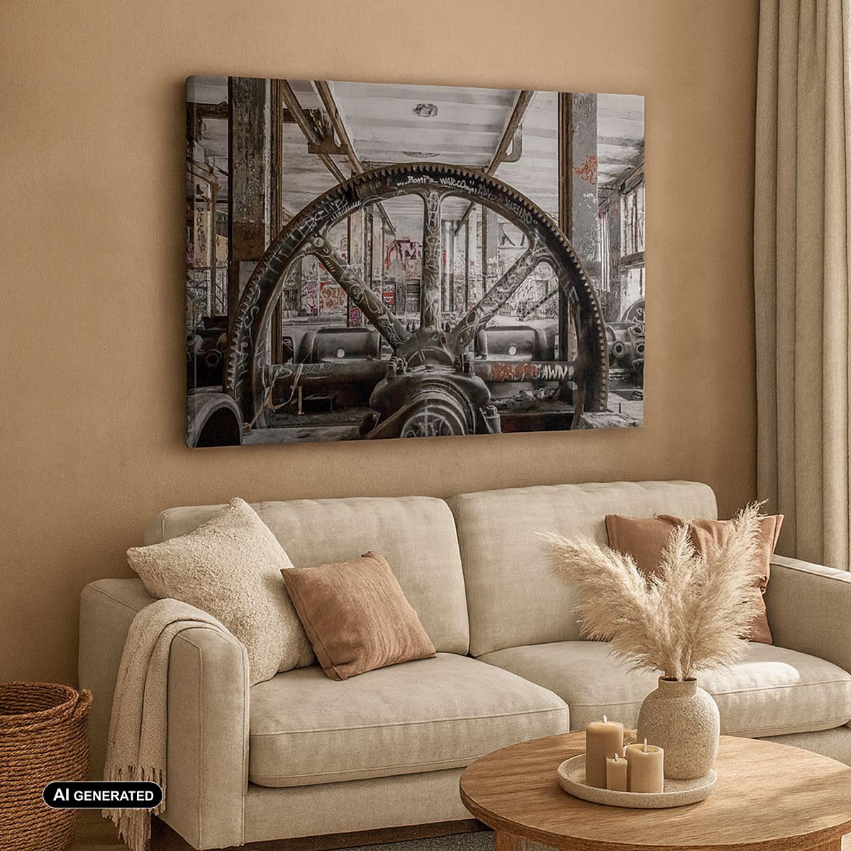 Cuadros Decoracion Salon Máquina Industriales Graffiti Lienzos decorativos 120x80cm Cuadro Sobre Lienzo Moderno Dormitorio Cocina Cuadros Pared Imágenes Wall Art Prints Decor Grande XXL AA120x80-4304