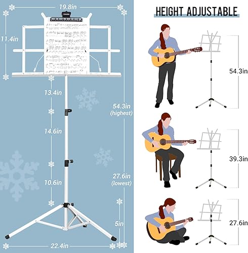 Miniatura 10 de CAHAYA 2 en 1 Soporte plegable de doble uso para partituras y soporte para libros de escritorio, versión superior, ligero, portátil, ajustable, con