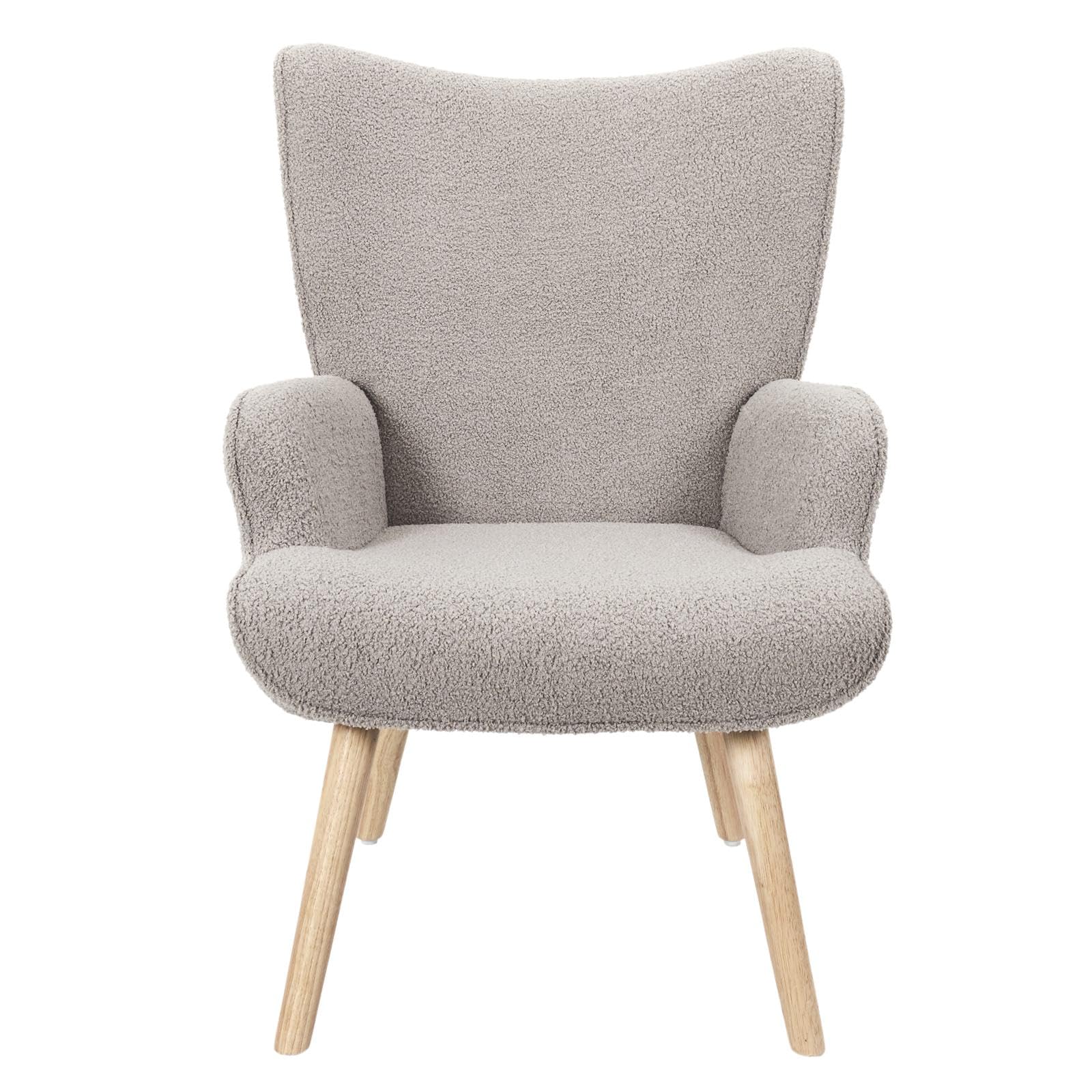 HOME DECO FACTORY Fauteuil de Salon Bouclette Confort Ergonomique Taupe