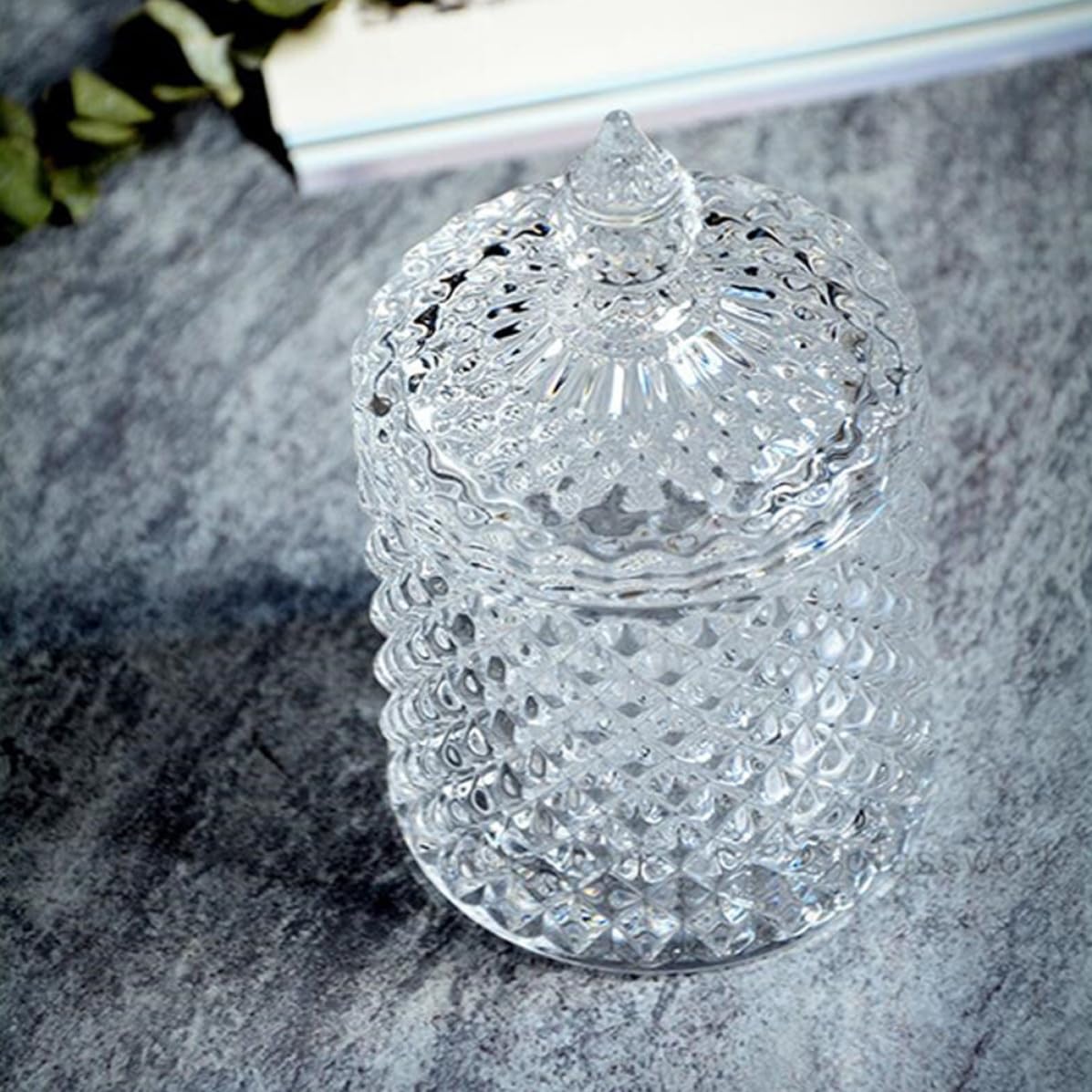PACKOVE Bocal à Bonbons en Verre 2 Pièces Couvercle, Cylindre Décoratif