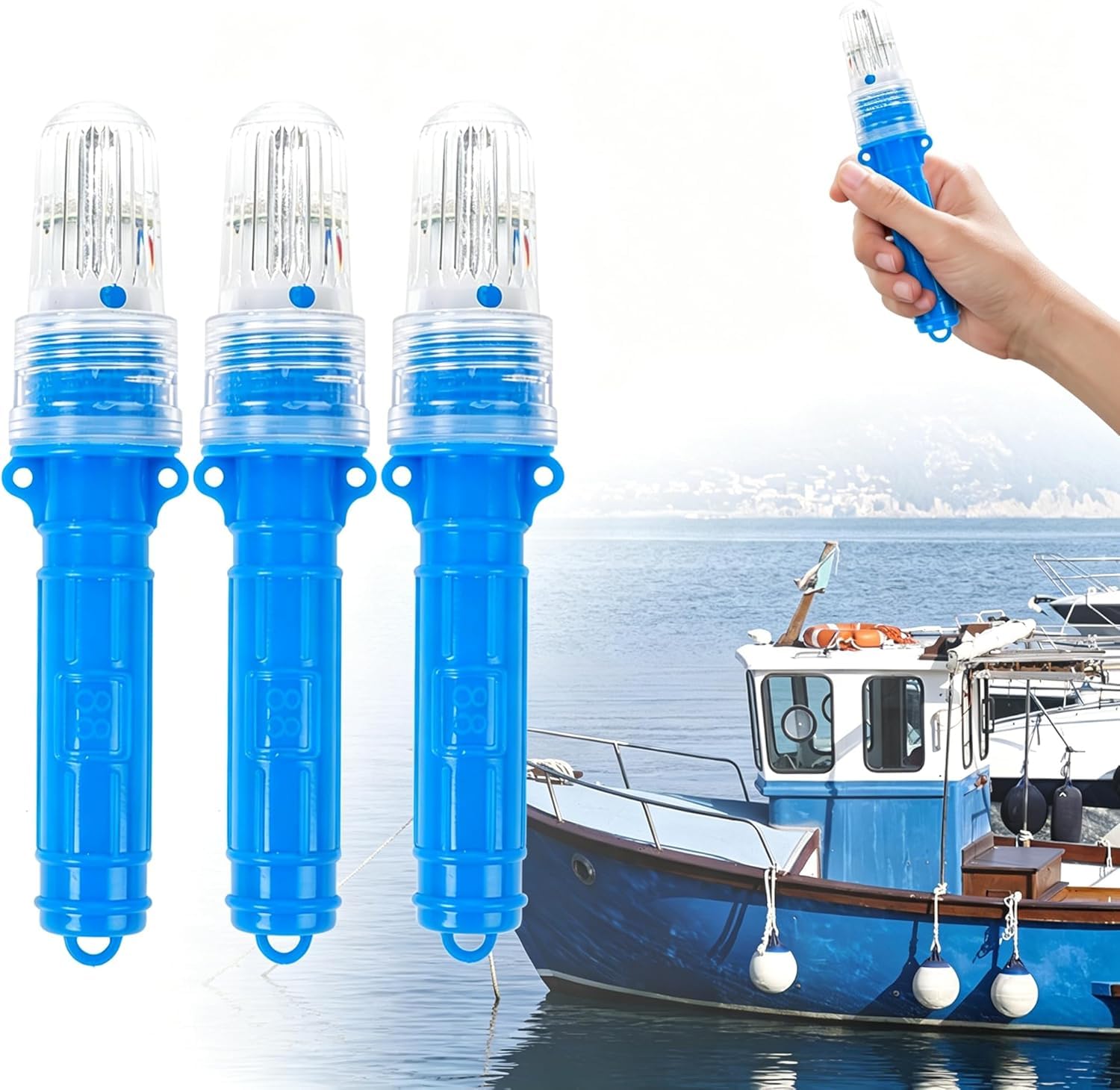 3 PCS Boat Flares, Marine Flares LED Light Waterproof Emergency Signals for Fishing Nets Buoys Boats, Electronic Marine Signal Lights for Night Boating Life Rafts Offshore (B, 3pcs)