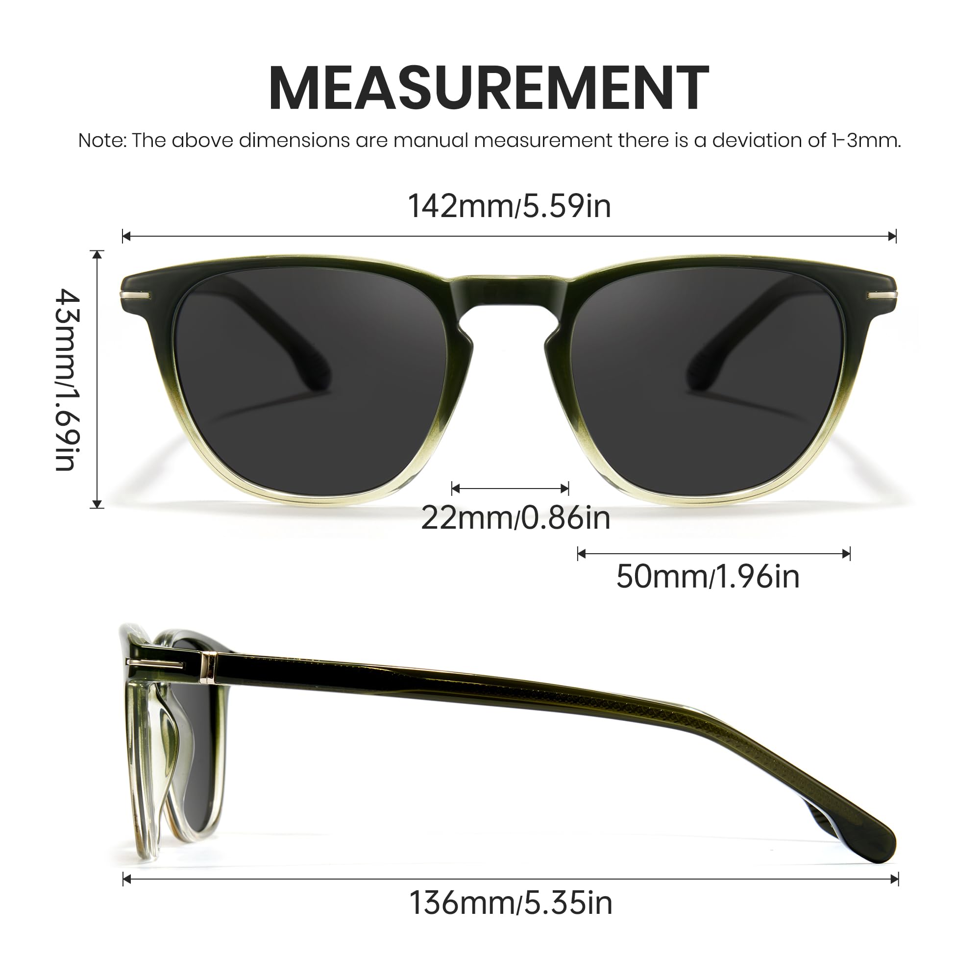 Cyxus Gafas de sol para hombre y mujer, clásicas, polarizadas, para exteriores, UV 400, para conducir, pescar, viajar, P1354