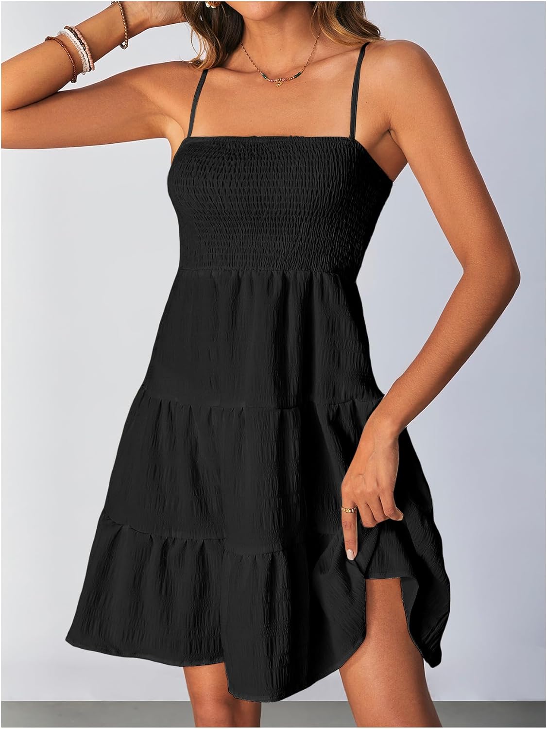 SOLY HUX Women's Sundress Smock Cami Mini Dress Sleeveless Swing A Line Short Dresses Casual Cute Summer Dresses - Image 3