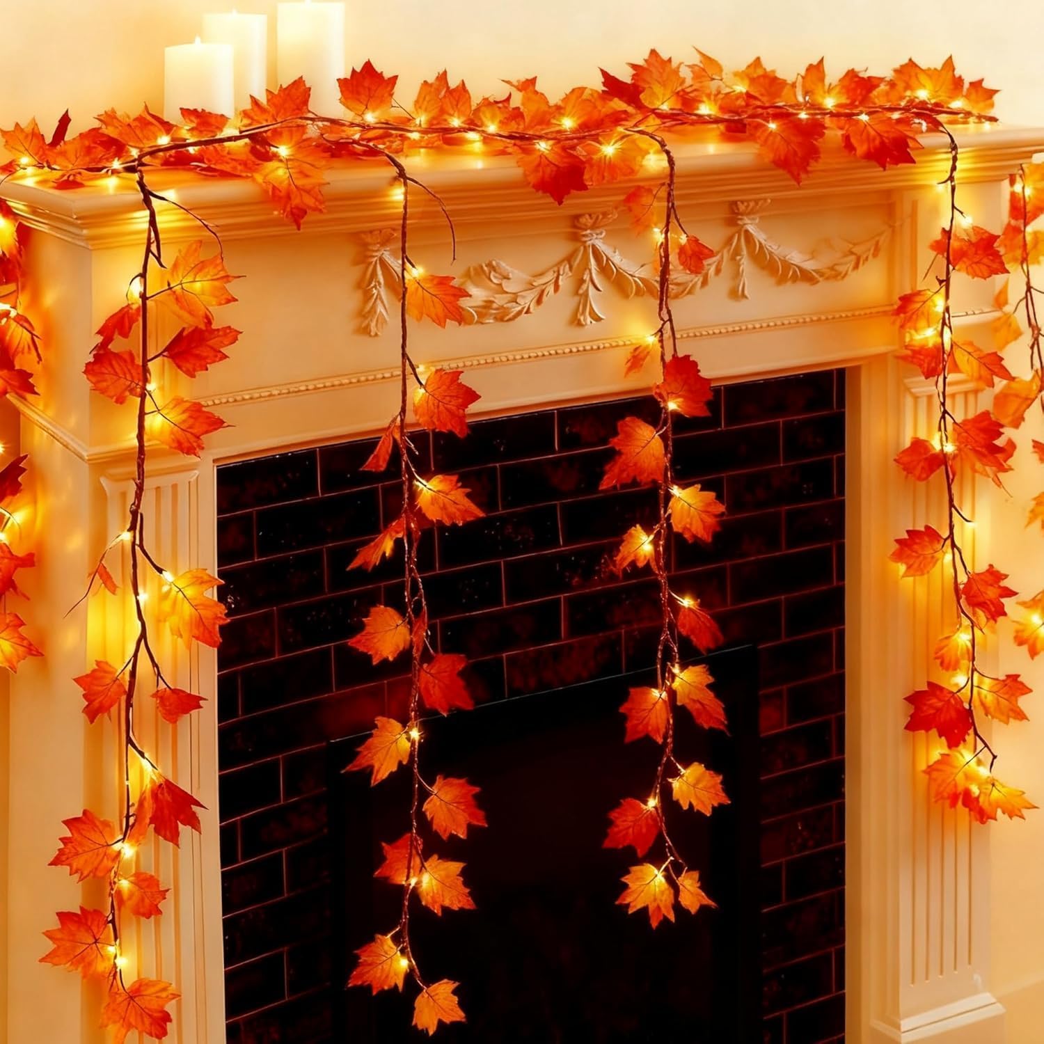 Lighted Eucalyptus Garland Battery Operated with Timer – 6.56Ft 96 LED Artificial Greenery Vine for Mantle, Room, Stairs, Wedding & Holiday Decor, Indoor & Outdoor