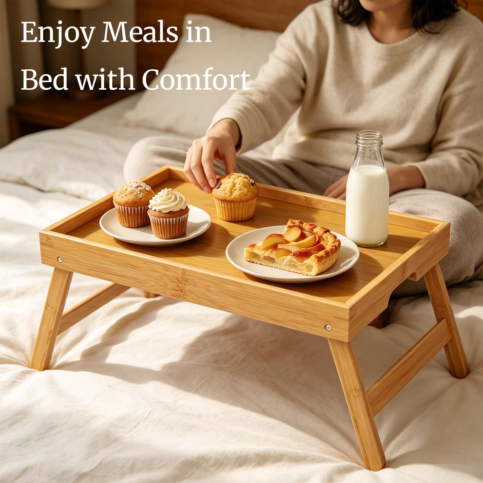 Bamboo Bed Tray Tables - 2 Pack -2
