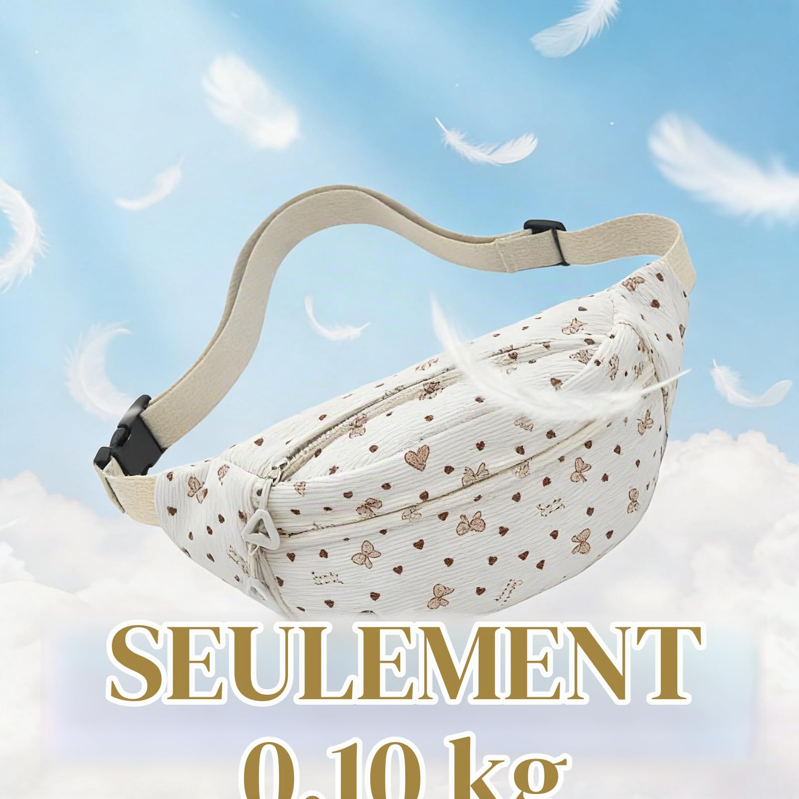 Sac Banane Velours Côtelé Femme Sport Sac Ceinture Velours Côtelé Petit Sac Banane avec Imprimé Nœud Sac Bandoulière Femme pour Extérieur Sport Voyage Blanc