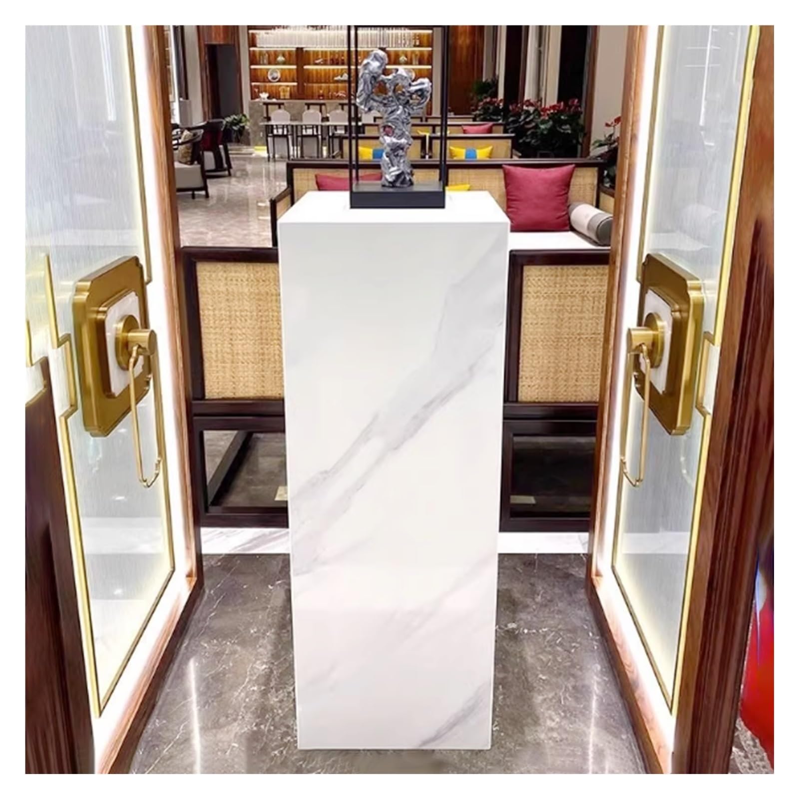 LYDBMYT Display Pedestal Stand, White Square Pedestal Stands Pillars, Clothing Store Parties Wedding Props Rectangle Collectibles Place Base Platform(40x40x60cm)