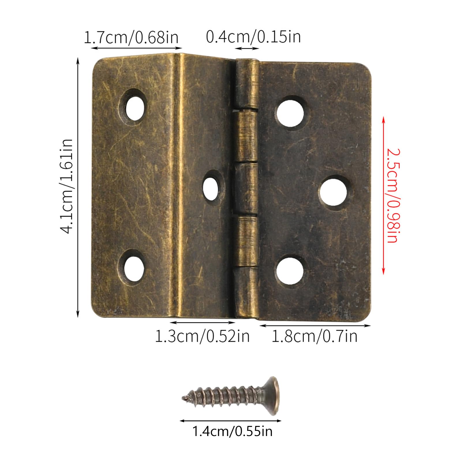 NICENEEDED Three Fold Hinges, 6 Pieces Small Hinges for Wood Metal Chest with 36 Screws for Door Furniture Wooden Jewelry Boxes - Image 2