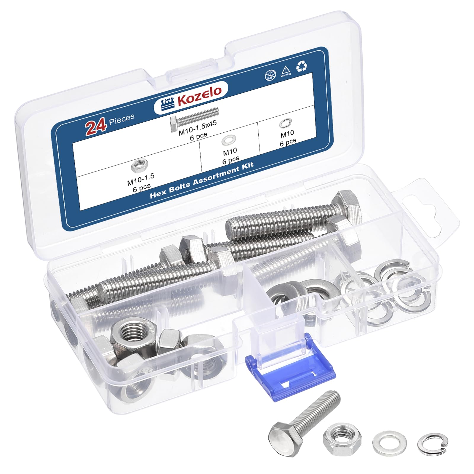 Kozelo 24 Pcs Bolts and Nuts Washers Kit