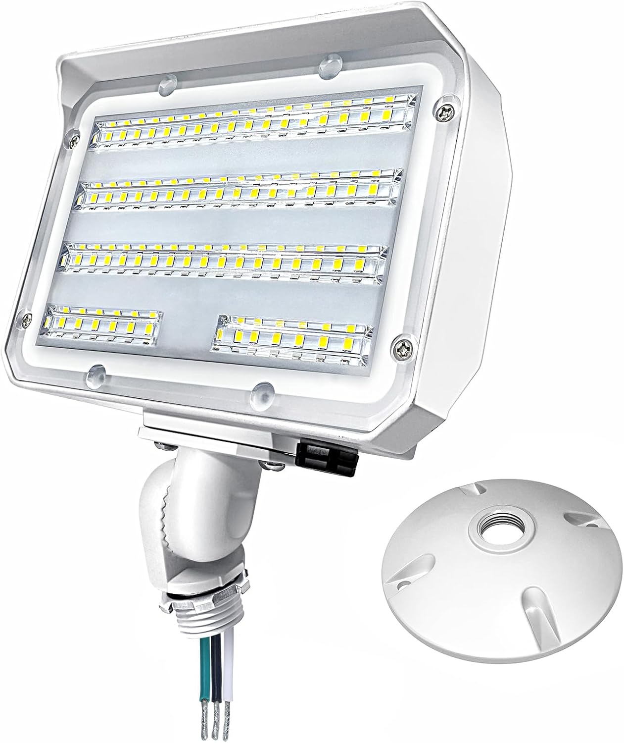 30W LED Flood Light with Knuckle, Outdoor Security Fixture Light with Dusk-to-Dawn Photocell 5000K Daylight 4,050LM(200W Halogen Equivalent) IP65 Waterproof AC100-277V for Garage Yard