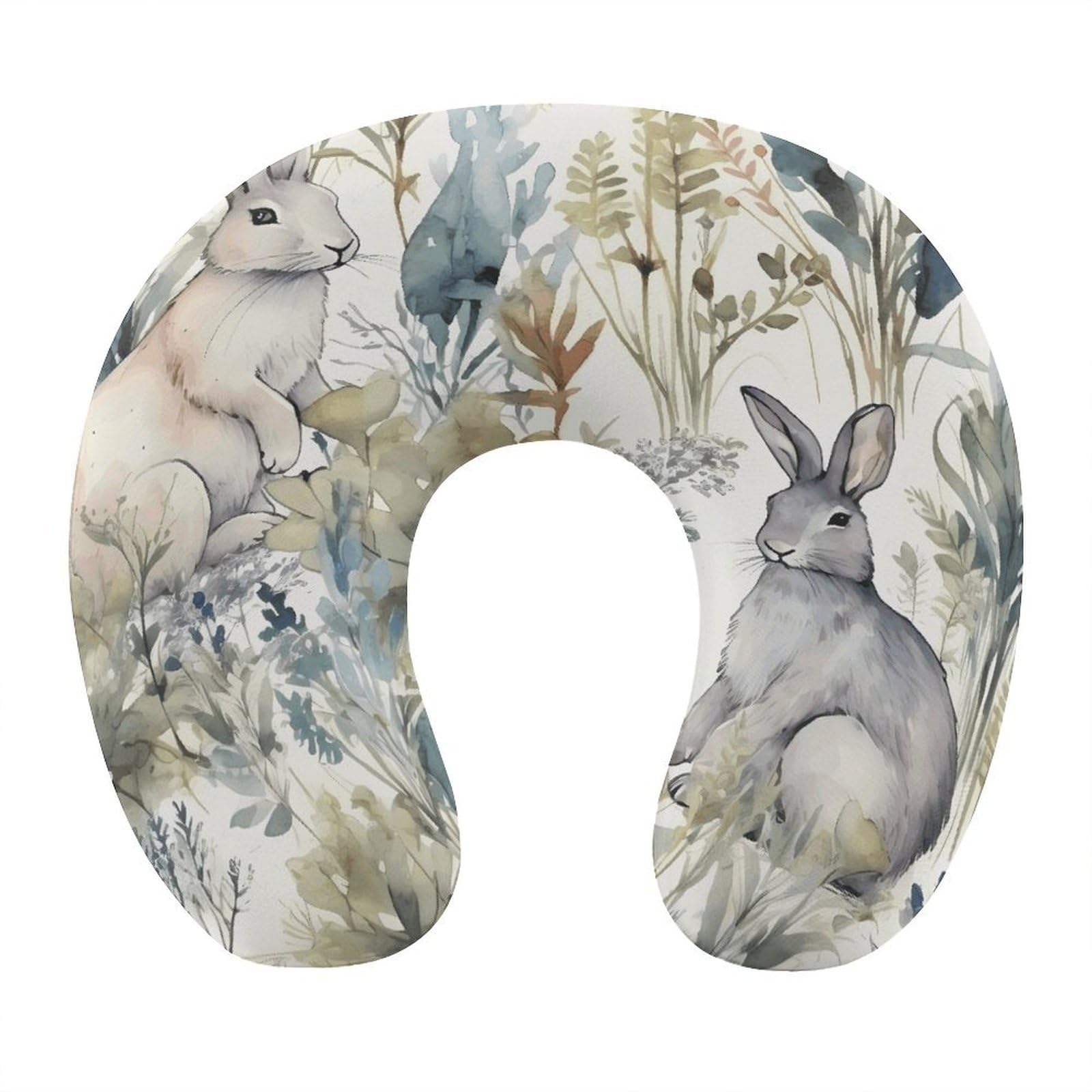 Btcowzrv Style Hand Drawn Rabbit U Shaped Neck Pillow Travel Pillows