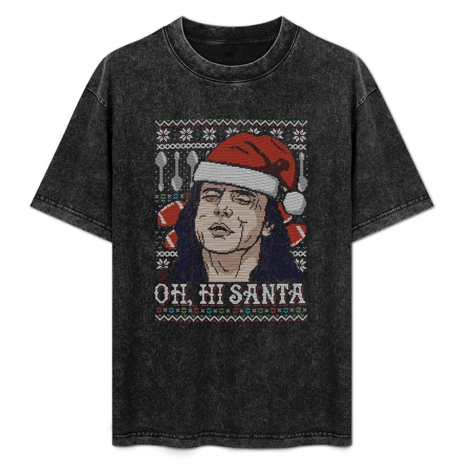 Oh Hi Santa Funny Tommy Wiseau Christmas The Room Men's Black T-Shirt Unisex Tee L
