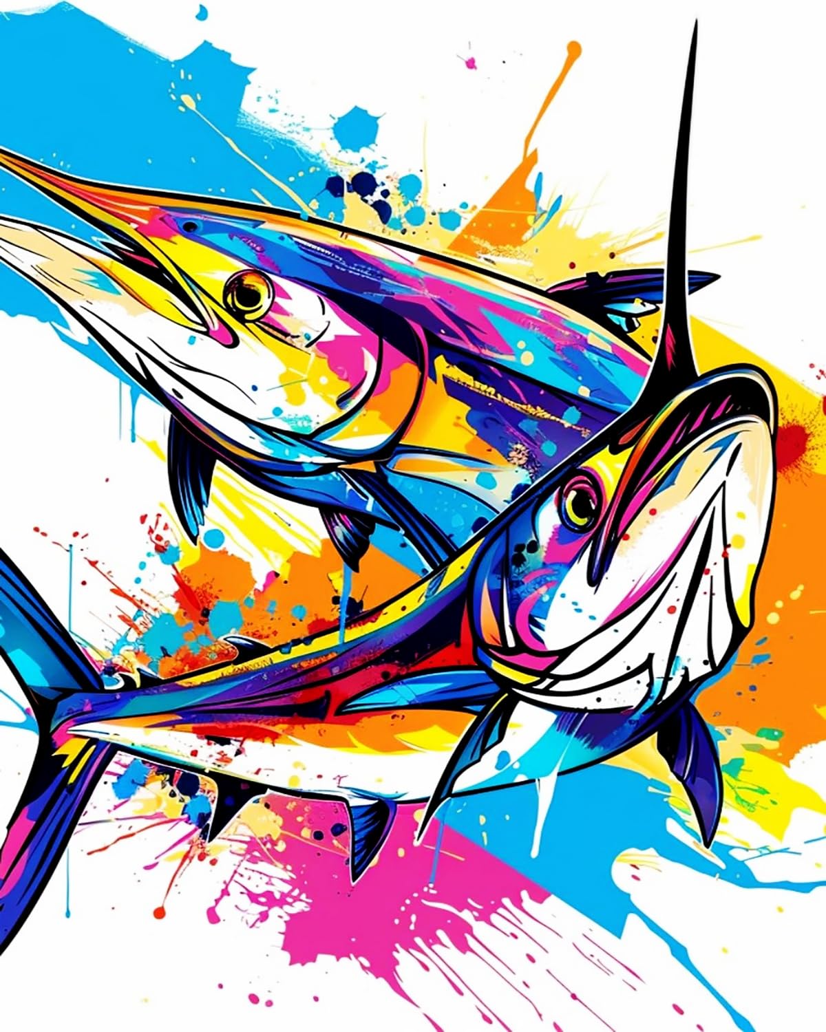 Liubaishi Multicolour Paint By Numbers Kit For Adults, Rainbow Sailfish, 40X50 Cm, Acrylic On Canvas