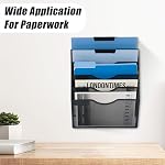 Organisateur de fichiers mural en maille EASEPRES à 5 niveaux, support de rangement vertical en métal pour magazines et papiers avec étiquette pour bureau à domicile, noir