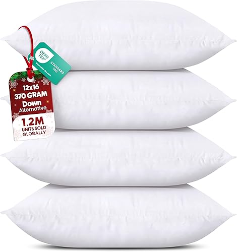 Utopia Bedding - Cojines decorativos para sillón, sofá, cama (juego de 4, color blanco), de 12 x 16 pulgadas, almohadas de relleno decorativas