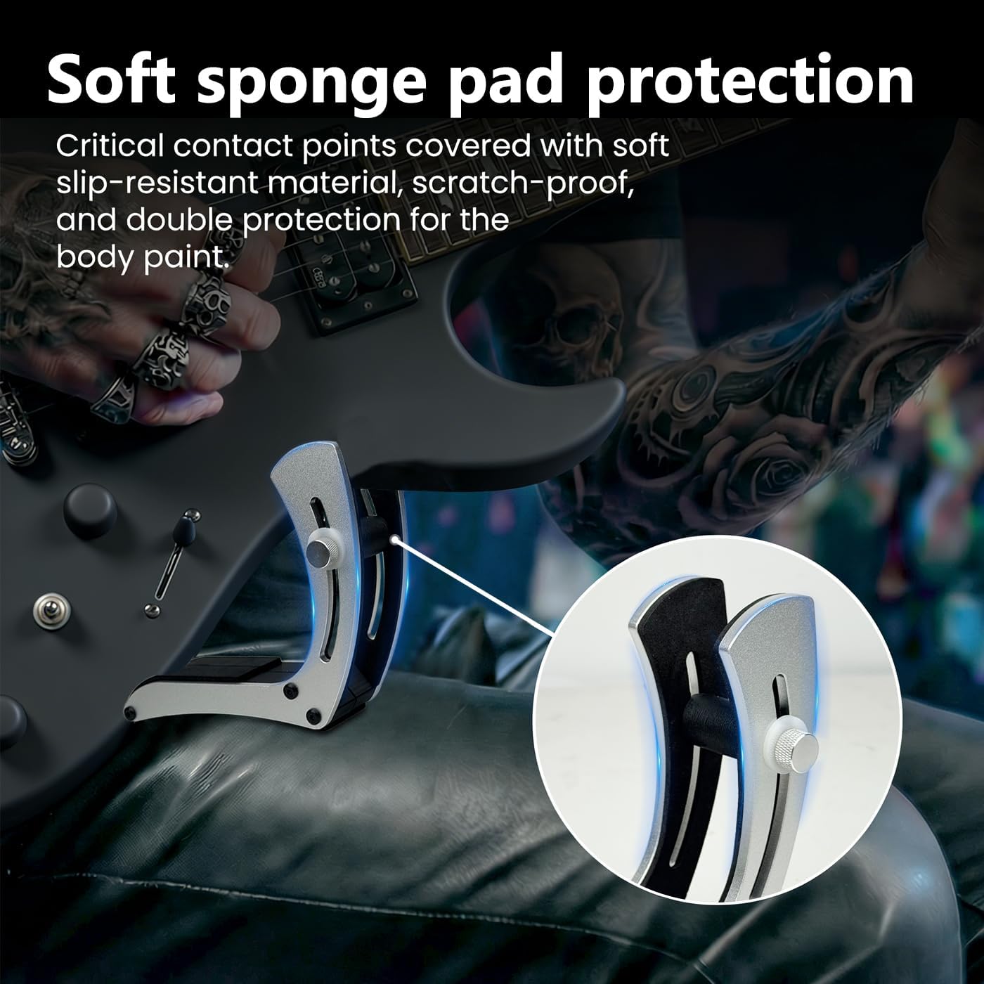 Guitar Support Electric Guitar Rest Adjustable Aluminum Alloy Material Professional Electric Guitar Footstool Leg Stand Guitar Lifter for Guitar Players (Silver)