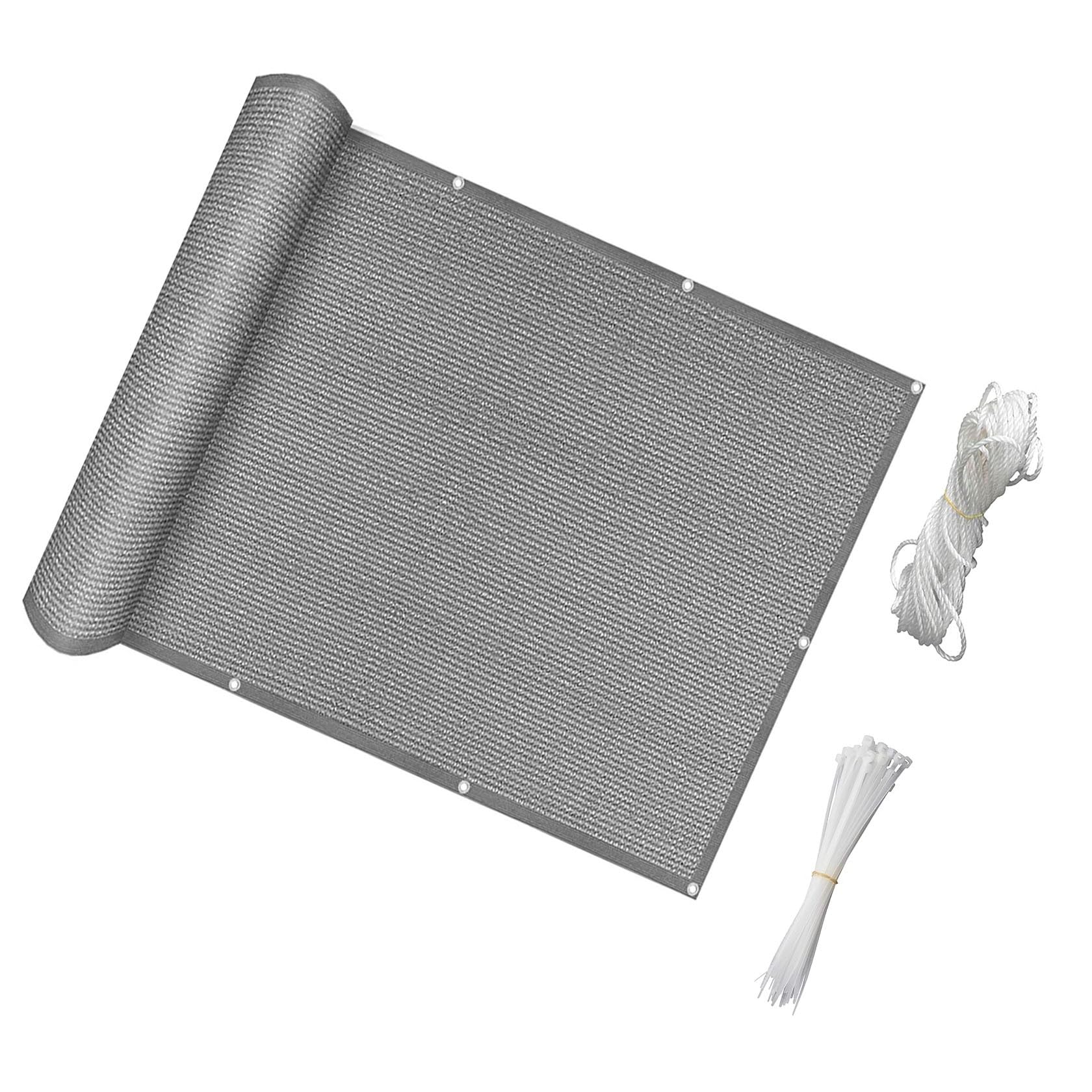 Balcony Privacy Screen 60 x 900 cm(24 x 354inch) Wind and UV Protection, Weatherproof Garden Privacy Screening with Cable Ties for Balcony Garden, Grey