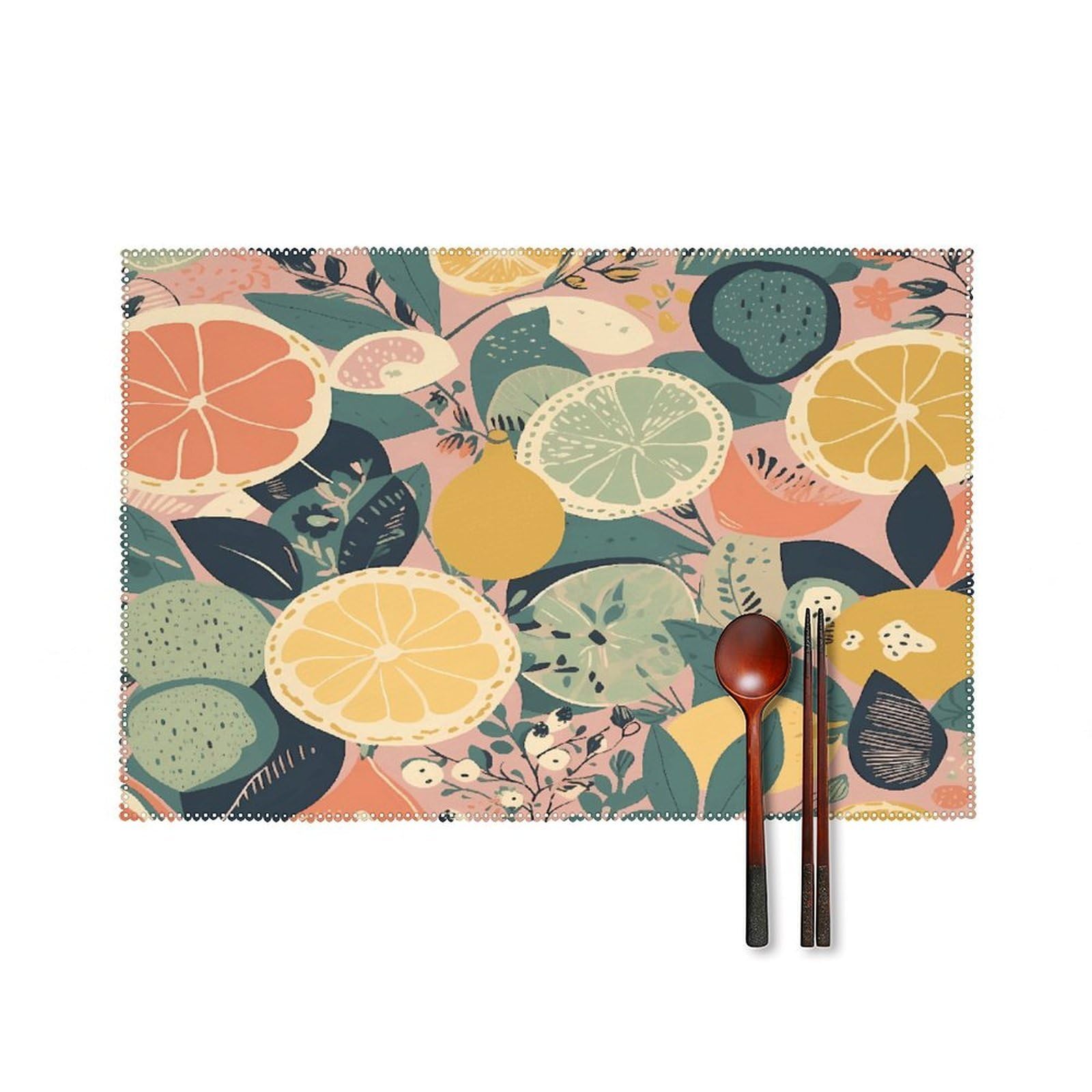Fekiloot Style Fruit Pattern Placemats Set Of 6,Table Mat