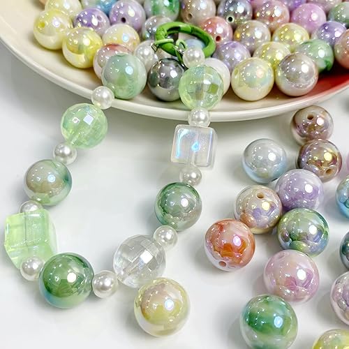 Miniatura 5 de Cuentas acrílicas de 0.631 pulgadas (0.630 in), cuentas redondas de doble color con agujero recto, cuentas grandes para aretes, pulseras, collares y