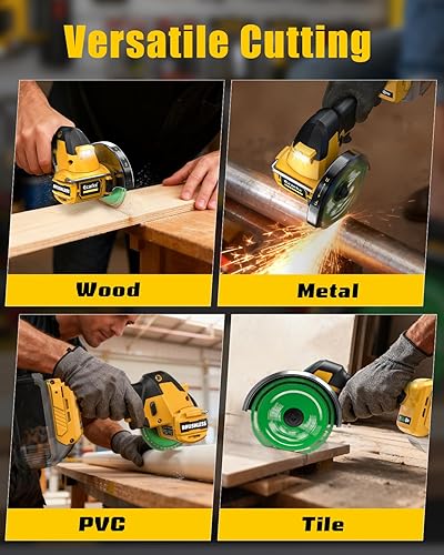 Miniatura 7 de Ecarke Herramienta de corte inalámbrica compatible con batería DeWalt de 20 V, motor sin escobillas de sierra circular de 4 pulgadas con cuchillas,