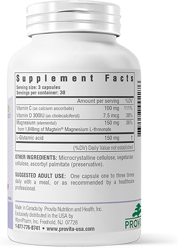 Miniatura 6 de Provita Suplemento de L-treonato de magnesio  Apoyo cognitivo y equilibrio electrolítico cerebral  Magnesio de alta absorción para la memoria, el