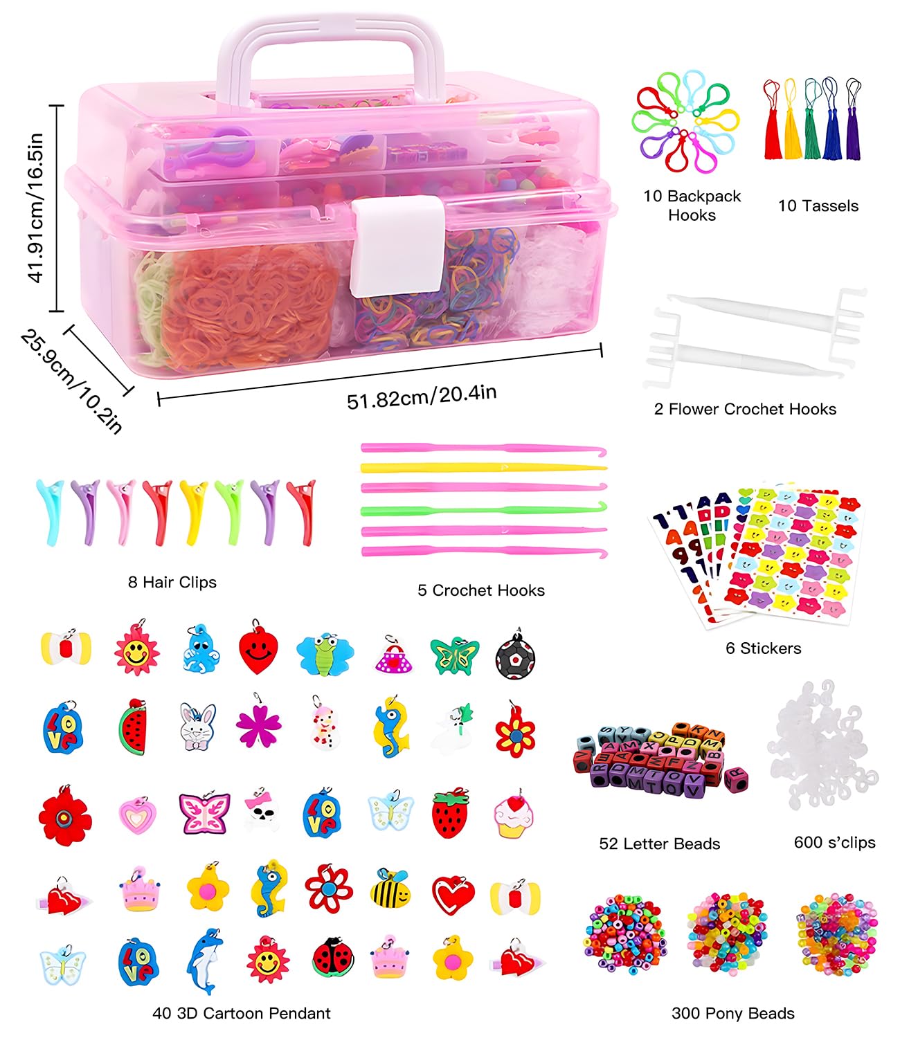 TSLBW Fasce da Telaio per Bracciale 2000+ Elastici Colorati in 32 Colori Elastici Twist con Clip a S per Braccialetti fai da te che Fanno Braccialetti Fatti a Mano kit Braccialetto dell'amicizia
