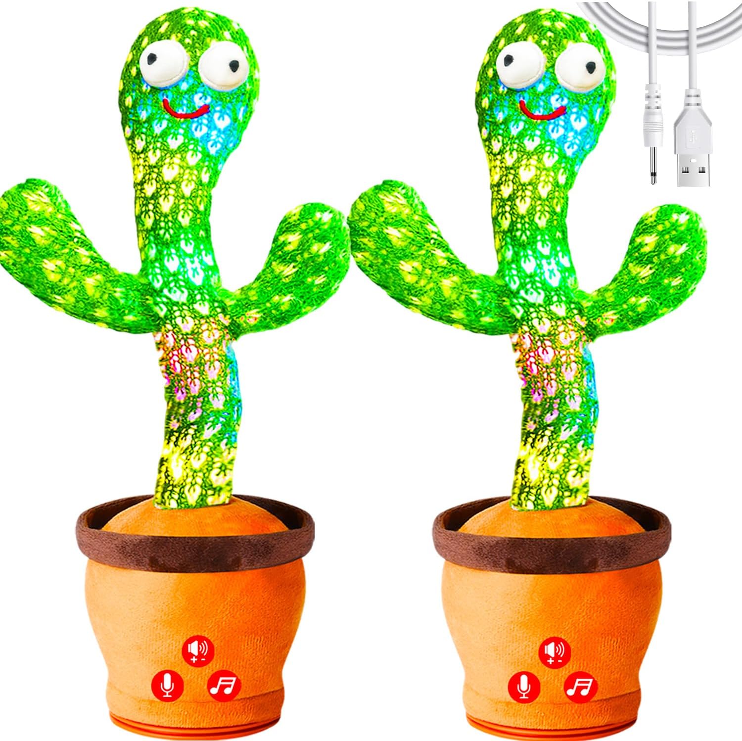 Rechargeable & Non-Rechargeable Dancing Talking Cactus Baby Toy with Volume Adjustable