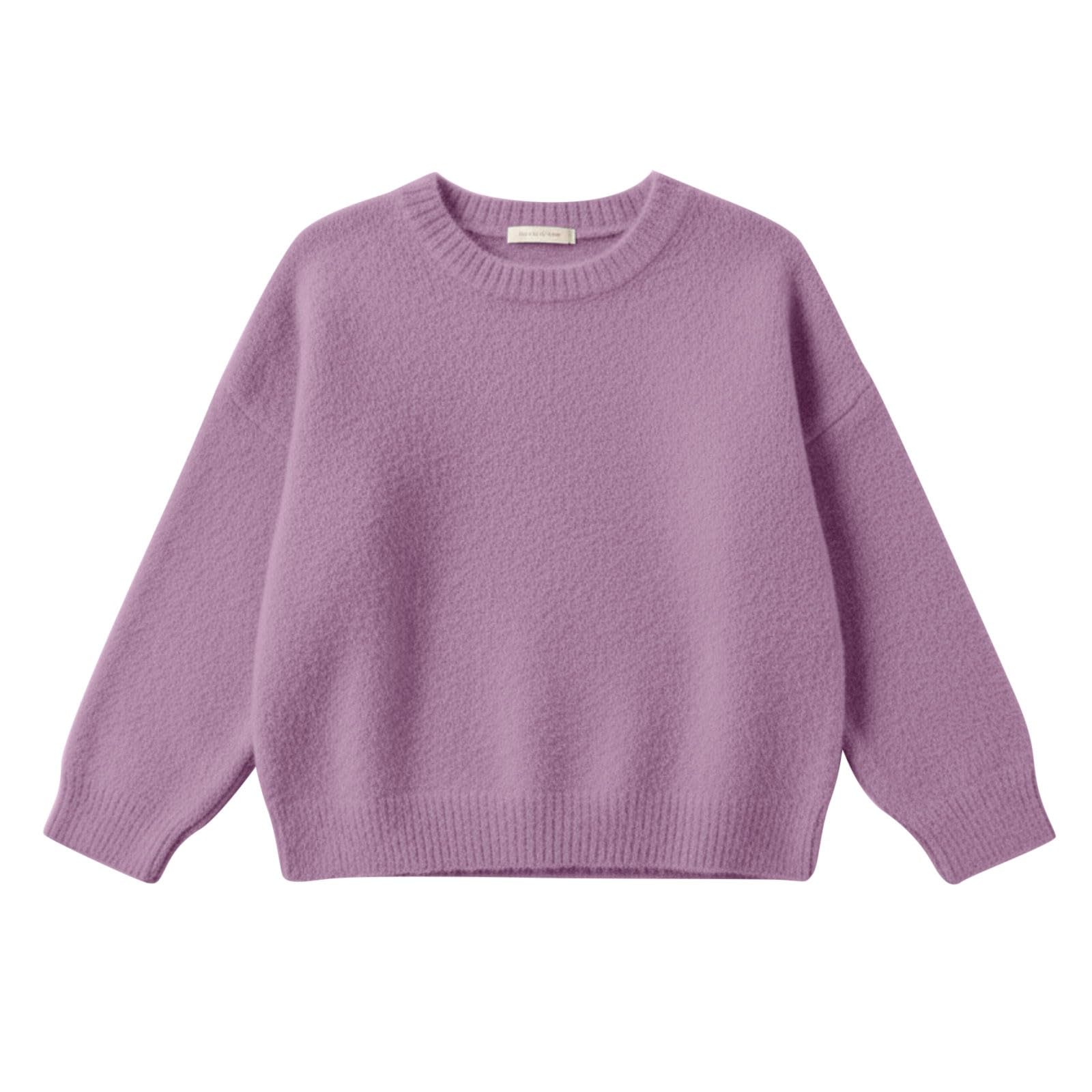 Jersey de punto para niña con hombros caídos, cuello redondo