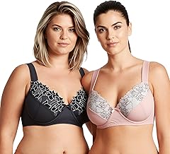 Curve Muse Women's Plus Size Minimizer Underwire Bra with Lace Embroidery - Pack of 2