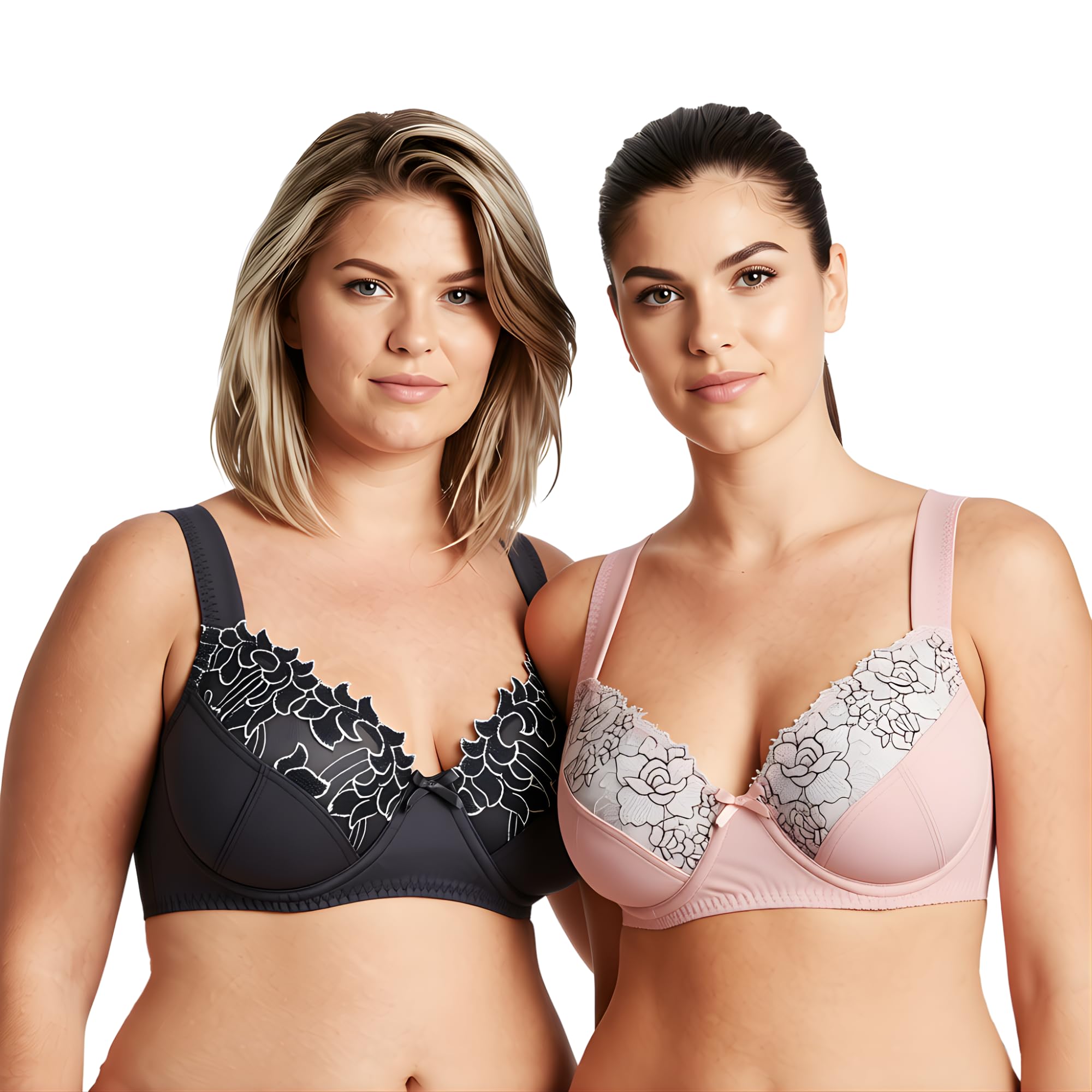 Curve Muse Sujetador con Aros y minimizador de Talla Grande para Mujer con Bordado de Encaje