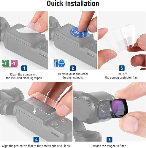 Miniatura 24 de NEEWER Juego de filtros magnéticos ND CPL UV compatibles con DJI OSMO Pocket 3 Creator Combo Accesorios, Cámara de Acción 6 Pack UV ND16 ND32 ND64