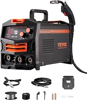 VEVOR Poste à Souder MIG, 130 A, Machine de Soudage MIG Synergique Noyau de Flux sans Gaz Fil Fourré, Soudeuse Portable Soudeur Puissant avec Technologie d'Onduleur IGBT, Écran d'Affichage Numérique