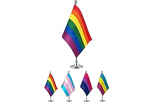 GentleGirl.USA Rainbow Pride Flag with Stand: Show Your Pride