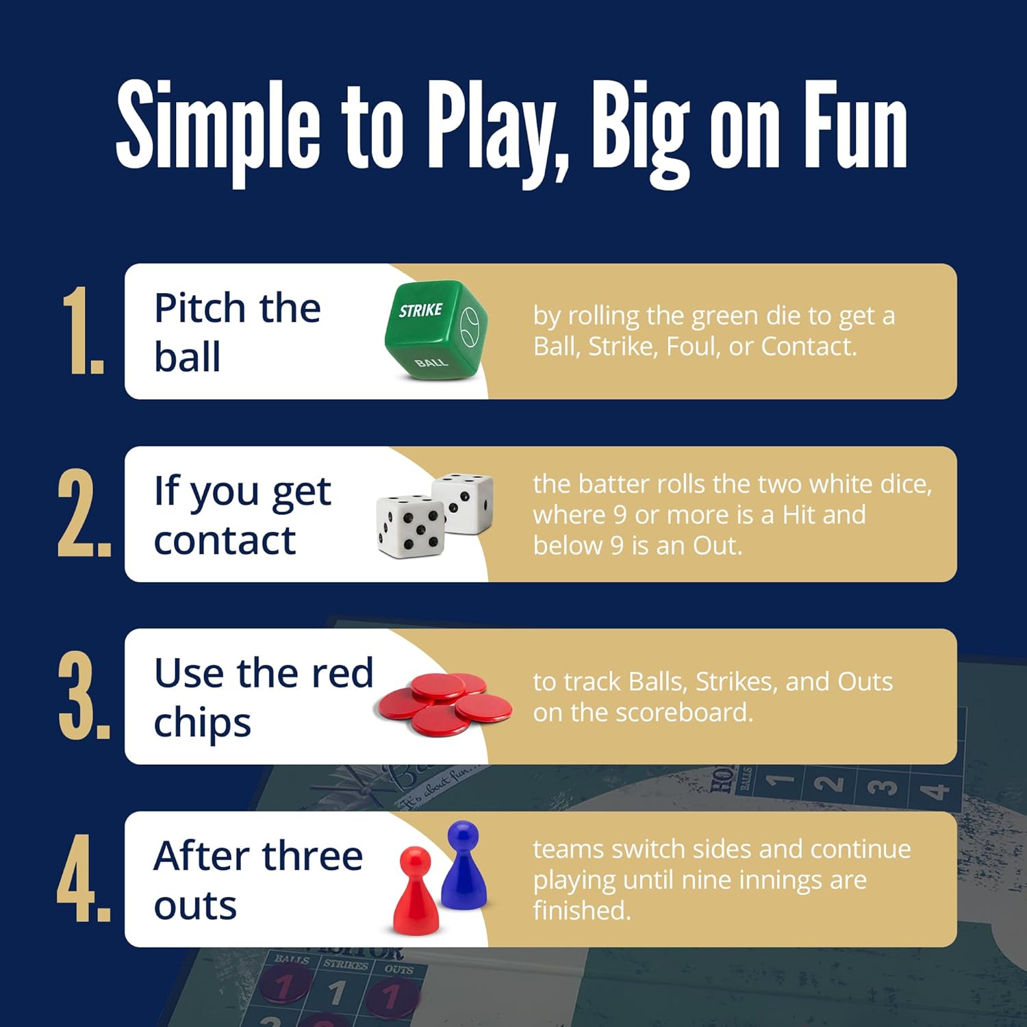 Baseball Gifts for Boys 8-12, Baseball Board Games for Kids and Adults with Dice, Tokens, & Score Pad, Fun Indoor Game with Basic and Advanced Play, Family Friendly Sports Board Game for All Ages