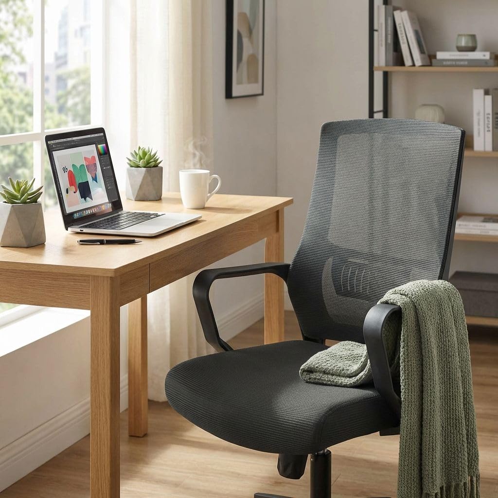 milani home - sedia ufficio girevole con ruote, nero, in polipropilene e metallo, 60 x 62 x 99-109 cm, 60 x 62 cm