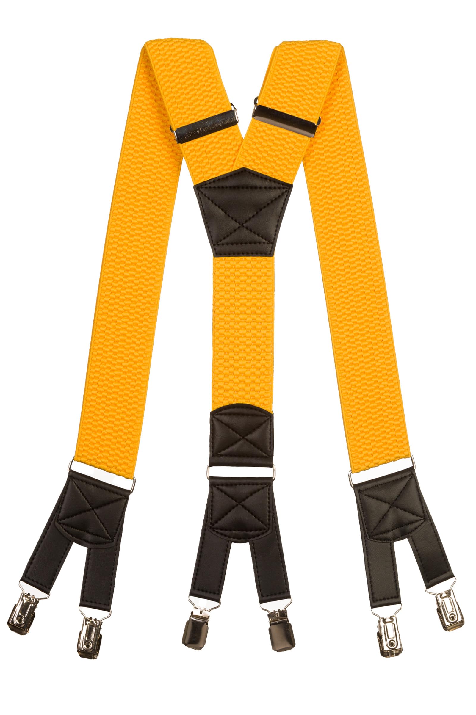 Olata Men's Yellow Six Clip Heavy Duty Extra Wide Y-Shape Braces/Suspenders - 5Cm.
